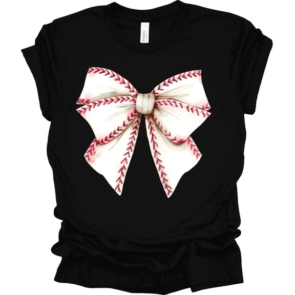 Trenz Shirt Company Coquette Baseball Bow Womens Short Sleeve T-shirt-Black-4X-Large