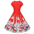 thumbnail image 4 of LOVZFMLL Robe Vintage de Noël pour Femmes à Col Rond et Manches Courtes Rouge m, 4 of 8