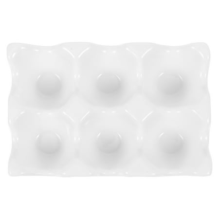 

NICEXMAS Ceramic Egg Tray Kitchen Holder Practical Container 14.5X9.8X3.2CM White Ceramics