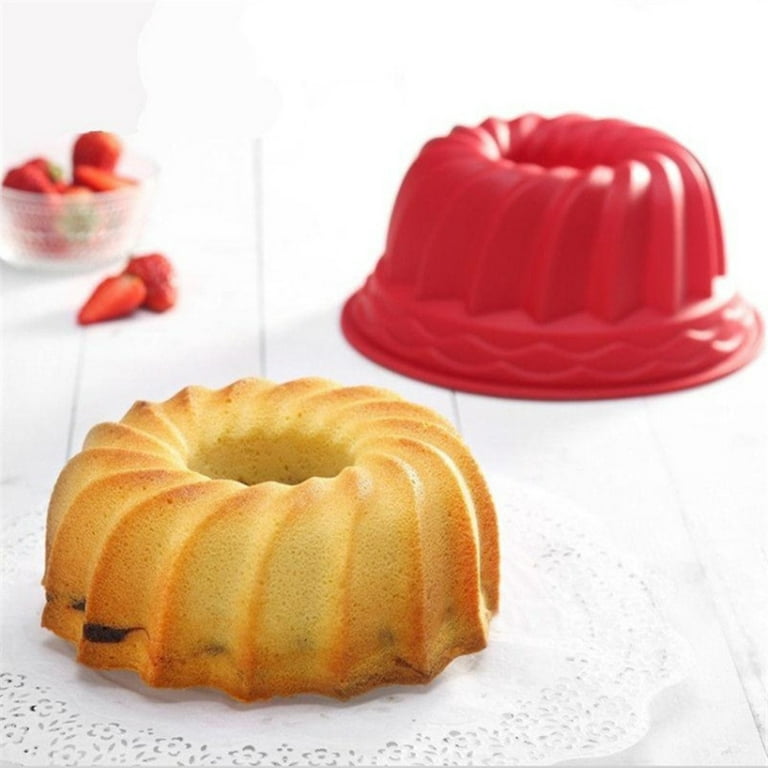 BesoAbrazo Cake Pans Round Swirl Silicone for Pound Bundt Cake, Mini Loaf  Muffin 6 Inch Small Size Mold for Baking Bread, Pack of 2, Pink