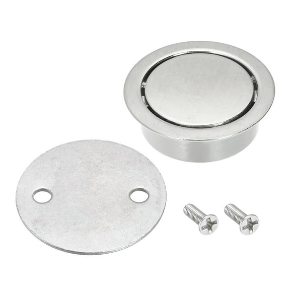 Finger Flush Pull Handle Outer Dia. 42mm/1.65" Brushed Silver with Plates 2 Pack