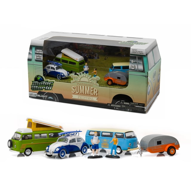 Greenlight Motor World Multi-Car Diorama Set Volkswagen Summer Festival 6pcs 1/64 Diecast Models