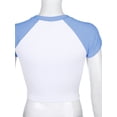 thumbnail image 2 of Qiylii Women Summer T-Shirt Short Sleeve Round Neck Colorblock Crop Top, 2 of 7
