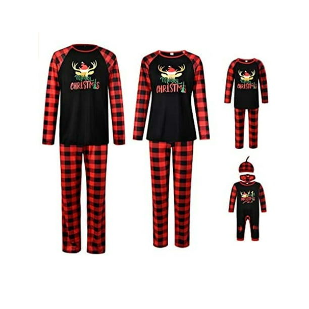Conjunto de pijamas para hombre y pantalones ropa de dormir a juego con la familia ciervo a cuadros Papa Negro XL Nituyy GL1043 QZ14136B3 Walmart en linea
