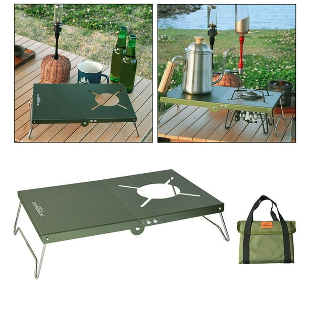 Mesa de picnic plegable DYNWAVEMX soporte de estufa con bolsa para Camping Picnic Verde
