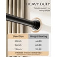 thumbnail image 3 of Extra Long Tension Curtain Rod No Drill by , 82–123 Inch Heavy Duty Tension Rod with Lock-In Stability, Spring-Loaded Non-Slip Secure Hold for Shower, Window, Patio, 1.26'' Diameter, Black, 3 of 15
