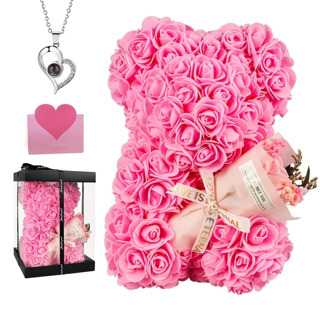 Regalos Rose Bear K KYMAKE para el Día de la Madre con ramo y tarjeta