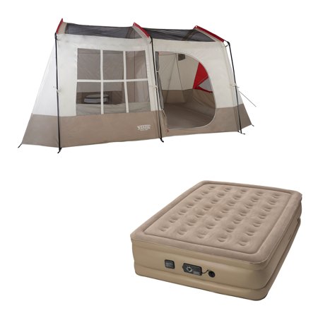 Wenzel Kodiak 9-Person Family Camping Cabin Tent with Insta-Bed Queen with Pump