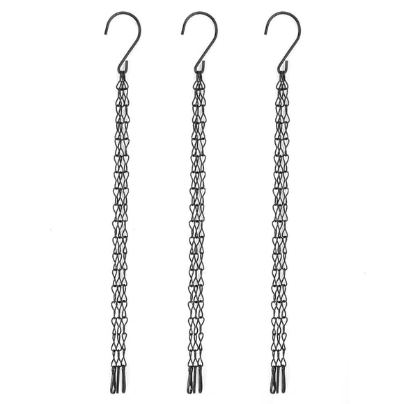 Fdit Ensemble de 3 Pcs pour Jardinière de Jardin, Panier de Pot de Fleurs de Remplacement, Chaîne Suspendue en Fer + Crochets, Chaîne Suspendue pour Pot de Fleurs