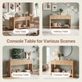 thumbnail image 4 of Innovar 47" Modern Fluted Sofa Table with Power Outlets - Curved Console Table W/Open Storage Shelf & 2 Drawers, Narrow Entryway Tables for Living Room, Hallway,Entrance,Nature, 4 of 9