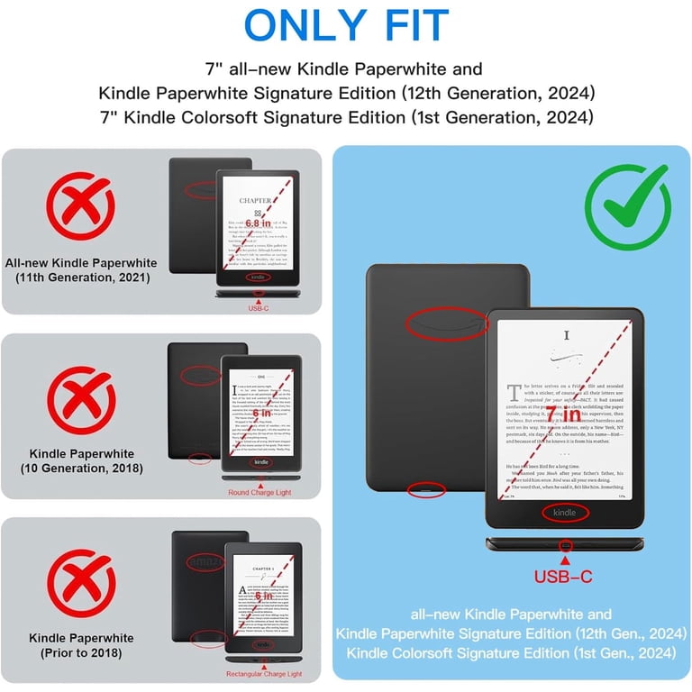 Clear Case for 7 Inch Kindle Paperwhite 12th Gen 2024 and Kindle