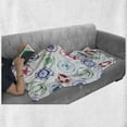 thumbnail image 6 of Ships Wheel Soft Flannel Fleece Throw Blanket, Marine Pattern with Anchor Wheel Compass Life Ship Starfish Seashell Crab, Cozy Plush for Indoor and Outdoor Use, 70" x 90", Green Red, by Ambesonne, 6 of 6