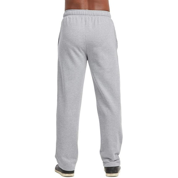 Men's Active Stretch Open Bottom Terry Sweatpants with Pockets (L, Heather Gray)