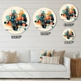 thumbnail image 4 of Designart "Contemplative Space Orange and Blue III" Minimalism Metal Round Wall Decor, 4 of 5