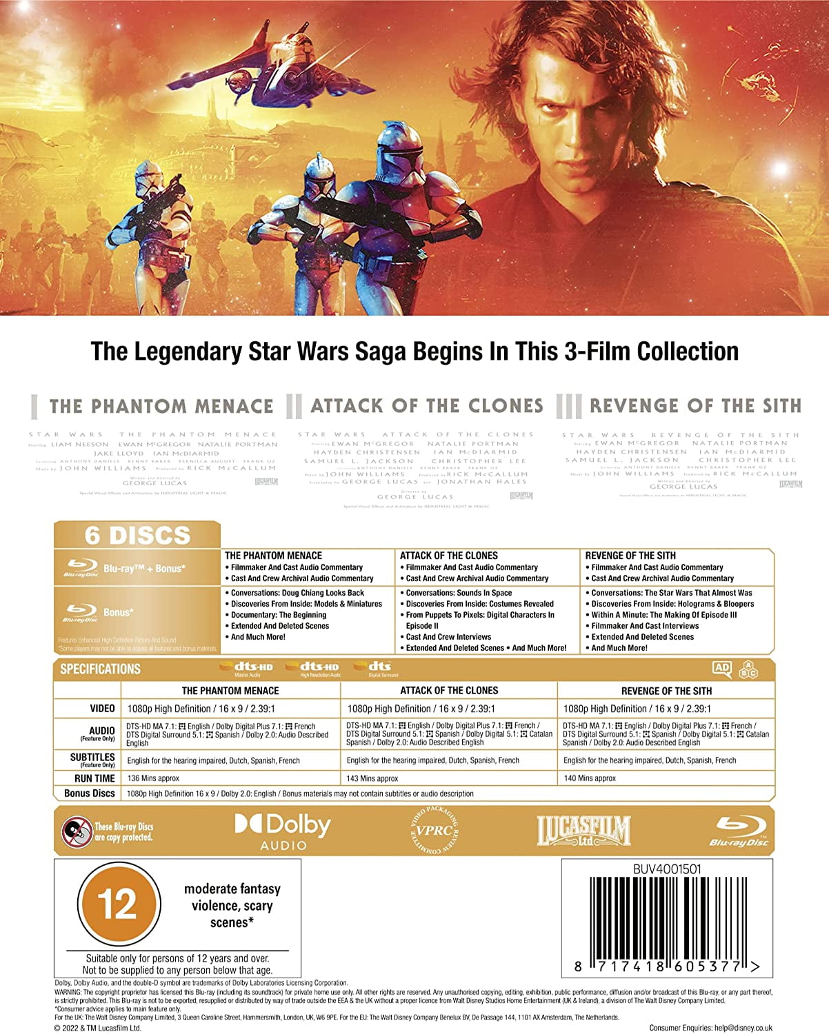 Coffret Star Wars Épisodes 1 à 3 Blu-ray 4K Ultra HD - Blu-ray 4K - Achat &  prix