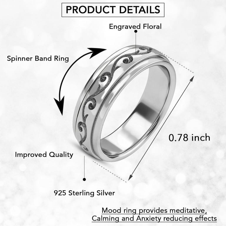 Shop LC Spinner Ring for Women - Spinning Anxiety Ring for Men - Wedding  Band 925 Sterling Silver Platinum Plated Cross Faith Jewelry Stress Relief  Size 8 Valentine Gifts 