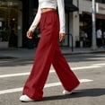 thumbnail image 6 of LEAVINGSUO Wide Leg Pants for Women Solid High Waist Elastic Sweatpants Casual Loose Flowy Workout Pants With Pocket Wine XXL, 6 of 8