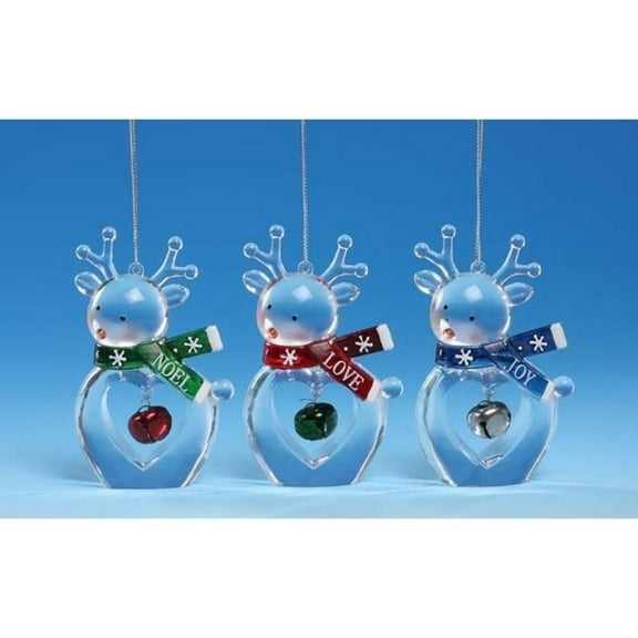 Crystal Deer Christmas Figurine Ornaments - 3.5" - Set of 6