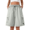 thumbnail image 2 of Women's Hiking Cargo Shorts Lightweight Bermuda Shorts with Multi Pockets for Travel Athletic Golf Casual Light Gray L, 2 of 7