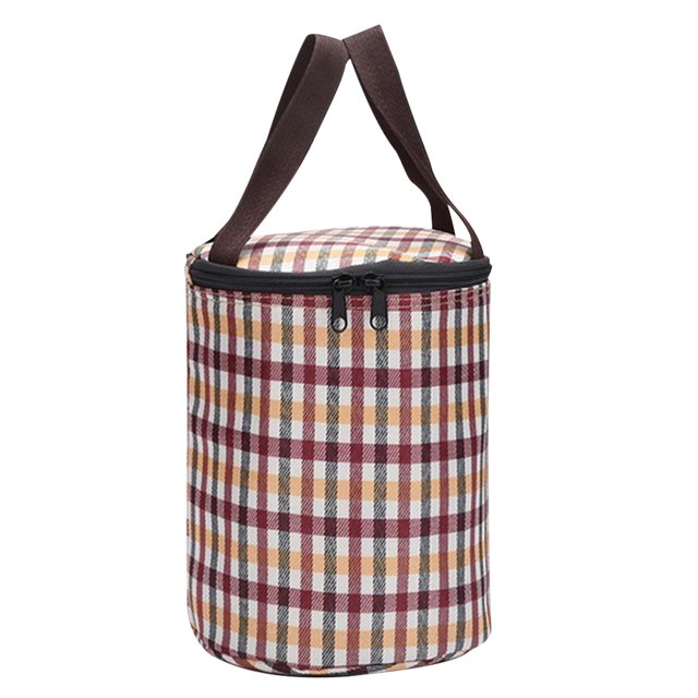 Sac à Lunch Portable Rond à Fermeture Éclair Sac à Lunch Thermique Sac Fourre-Tout pour Pique-Nique