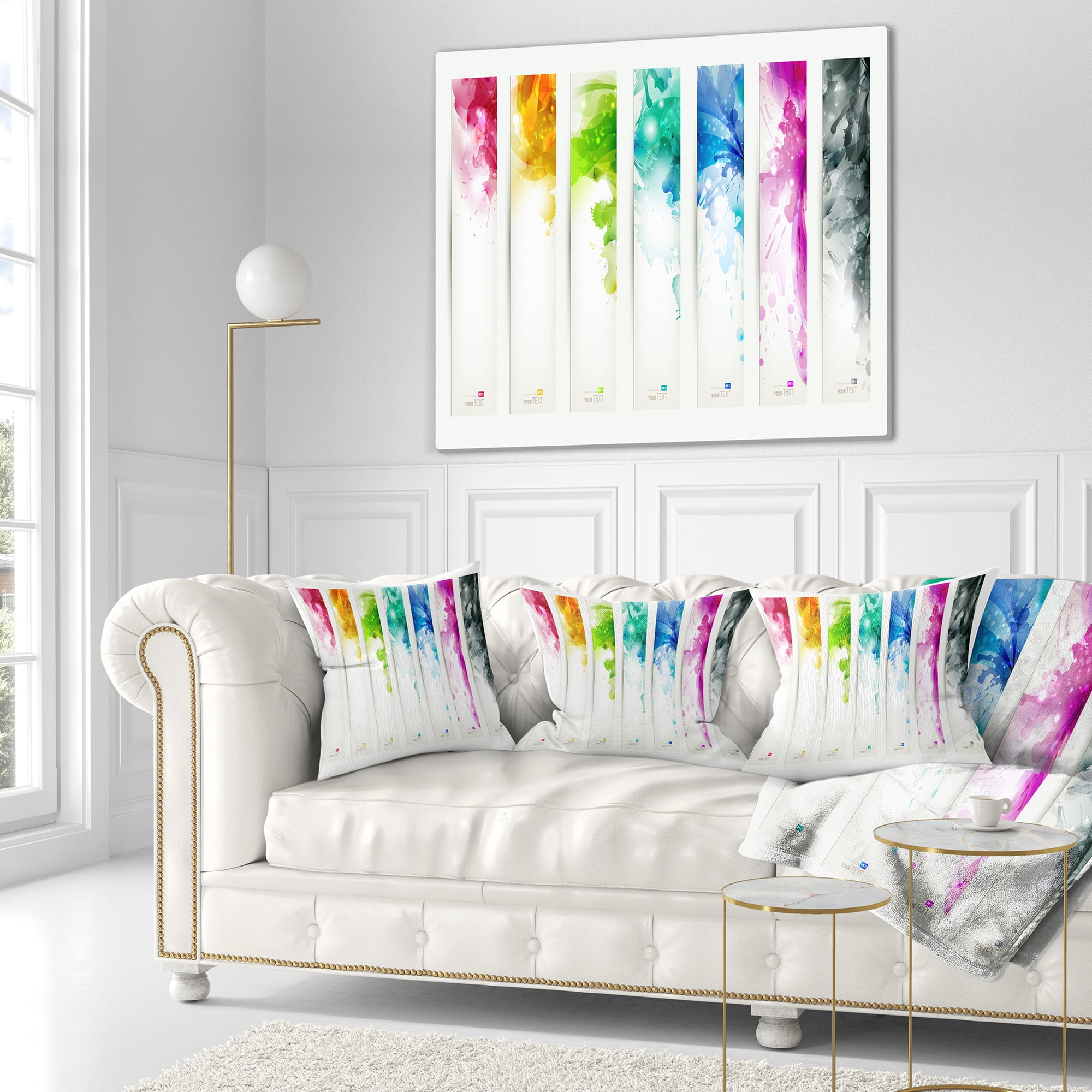 Designart Colorful Headers with Blots - Abstract Throw Pillow - 18x18