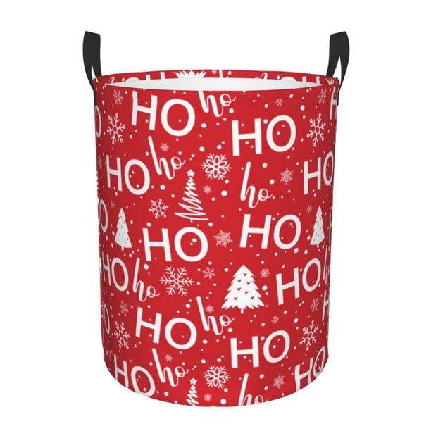 Fotbe Christmas Hohoho Cesto de Ropa con Asas, Cesto Impermeable de Gran Capacidad, Bolsa de Lavado para Dormitorio, Cesto de Ropa con Ruedas y Asas-Medium
