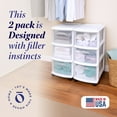 thumbnail image 2 of Homz Clear Plastic 3 Drawer Medium Home Storage Tower w/Wheels (2 Pack), 2 of 11