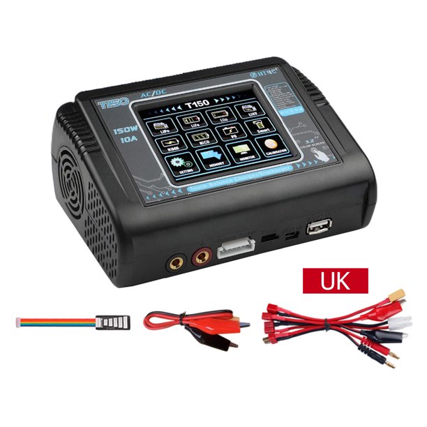 Cargador De Batería Descargador de cargador de equilibrio de batería HTRC T150 multifuncional 150W 10A AC/DC 1-6S Sywqhk libre de BPA
