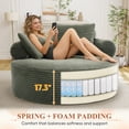 thumbnail image 4 of Muumblus 55" Indoor Round Lounge Chair, Oversized Boneless Accent Barrel Chair, Green Corduroy, 4 of 10