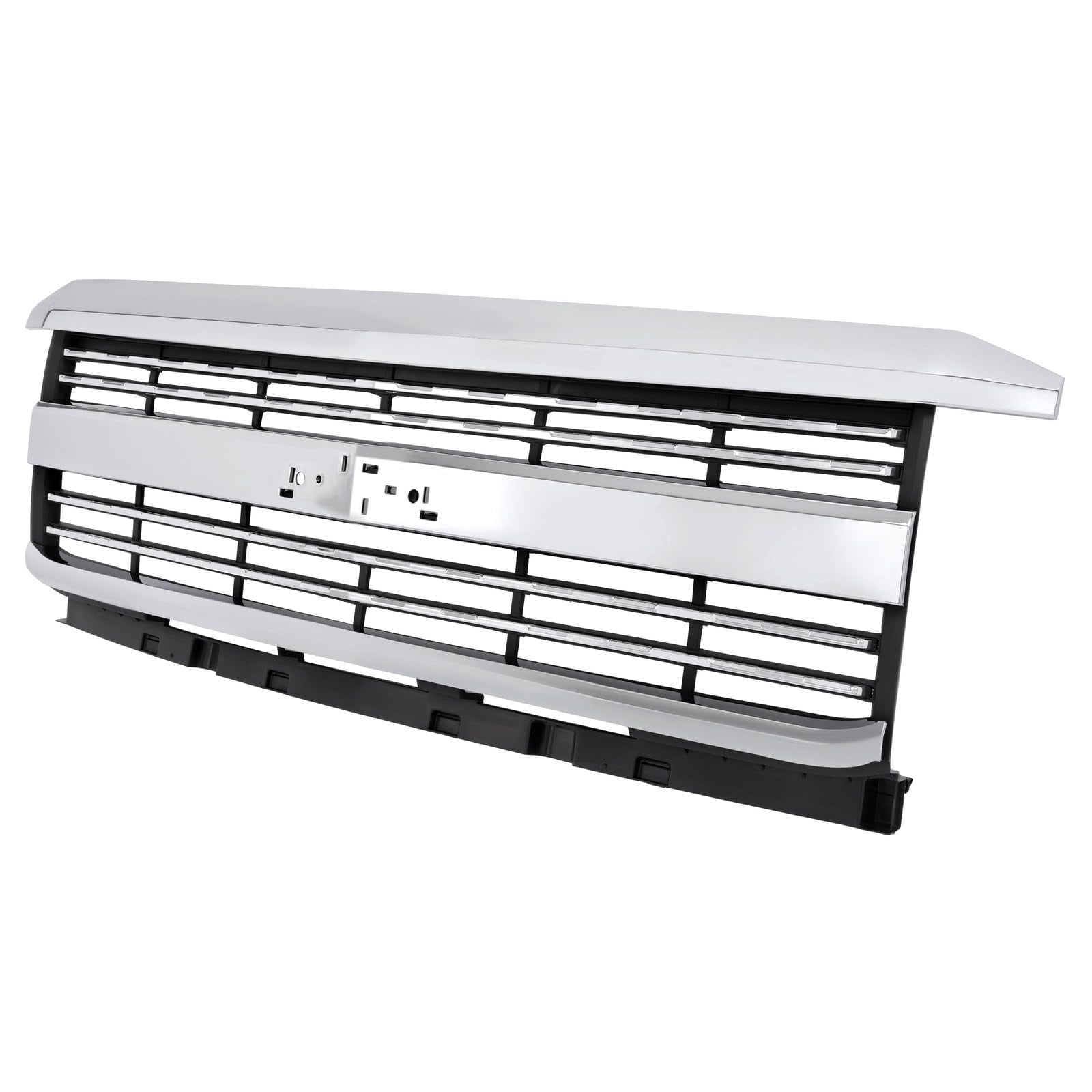 Suitable for Front Upper Grille Grill Compatible with 2015-2019 Chevy Chevrolet Silverado 2500 HD 3500 HD Bumper Upper Hood Grill Replacement for 23335298 Chrome Silvery+Black