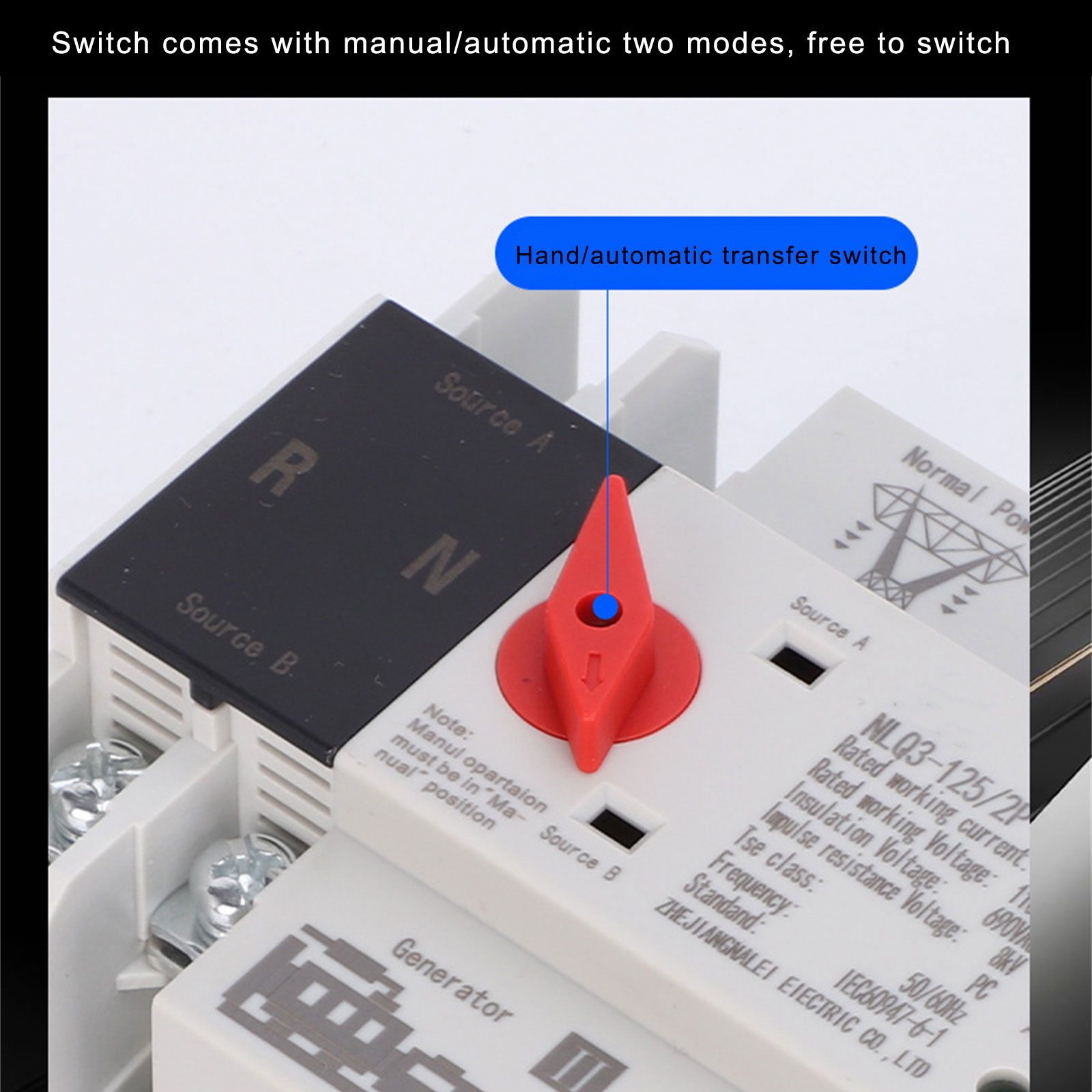 4P 100A Din Rails Mounted Automatic Transfer Switches Din Rails Mounted Double Power Switches Electrical Selectors Switches