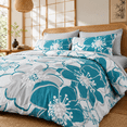 Teal Full Size 7-Piece Bed-in-a-Bag Floral Bedding Set for All Seasons ...
