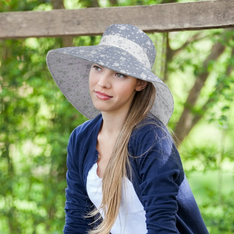 Womens Sun Hats Terra Summer Reversible UPF 50+ Beach Hat Foldable Floppy Wide Brim Cap, Women's, Size: One size, Blue