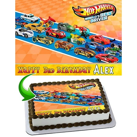 Hot Wheels Cake Image Personalized Topper Edible Image Cake Topper