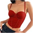 thumbnail image 2 of Ovbmpzd Womens Everyday Underwear Bras Red Fishbone Sexy Sheaperwear Slim Padded Cami Bras,80, 2 of 6