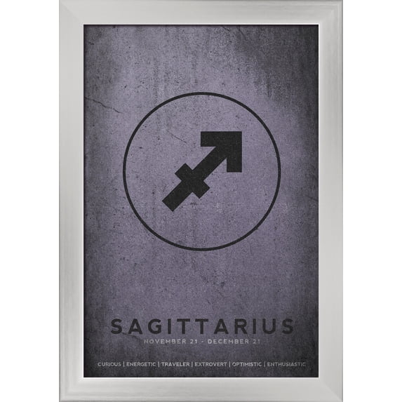 Sagittarius - Astrological Sign - Zodiac - Lantern Press Artwork (12x18 Giclee Art Print, Gallery Framed, Silver Wood)