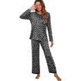 thumbnail image 4 of Women's Long Sleeve Sleepwear Soft Crew Neck Pyjama Set,Spot Black, 4 of 5