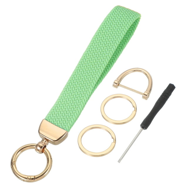 Llavero con cinta para la muñeca, correa elástica para muñeca para mujeres y hombres, lindo llavero trenzado para llaves de coche, cámara, billetera, identificaciones y tarjetas, verde