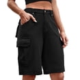 thumbnail image 4 of Ounisa Women's Casual Loose Fit Multi-Pockets Twill Bermuda Cargo Shorts Y2K Baggy Knee Length Shorts Grunge Techwear, 4 of 6