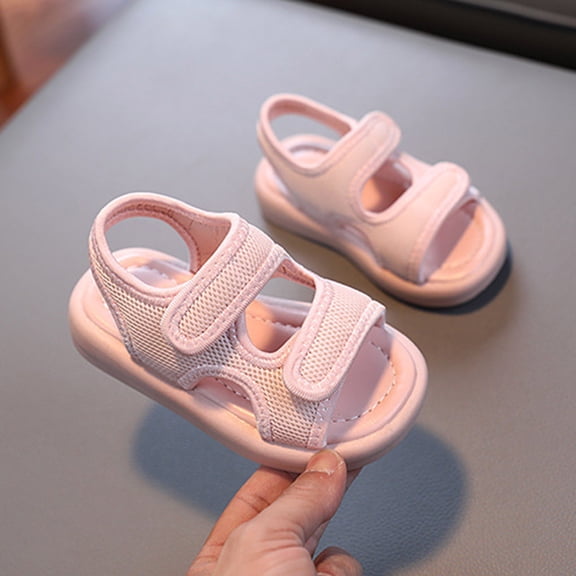hengsof Boys Spring Summer Flat Sandals Solid Color Comfort Casual First Walker Shoes Fashion Open Toe Beach Footwear