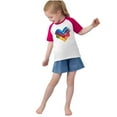thumbnail image 5 of FamilyThread Girls Boys Short Sleeve Raglan T Shirts Kids Rainbow Striped Summer Tops Crewneck Basic Rainbow Graphic Tees 3-13 Years, 5 of 8