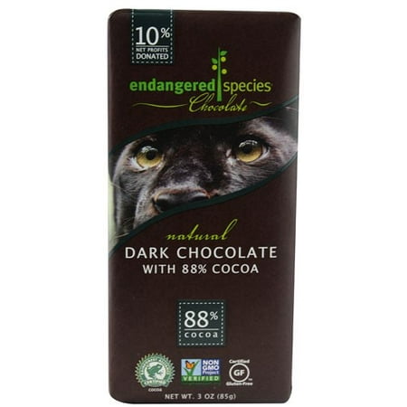 Strong Dark Chocolate Bar - Endangered Species Chocolate Bar with Dark Chocolate, 3 Oz.