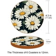 thumbnail image 3 of Daisy Luxury Microfiber Leather Round Coasters Set of 6 - 11x11 cm Drink Coasters for Home and Office Use, 3 of 6