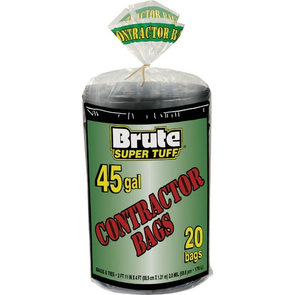1 pc Brute Super Tuff 45 Gal. Contractor Black Trash Bag (20-Count)