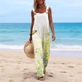 thumbnail image 4 of Women's Summer Boho Casual Jumpsuits Wide Leg Overalls Floral Print Baggy Rompers with Pockets Green L, 4 of 5