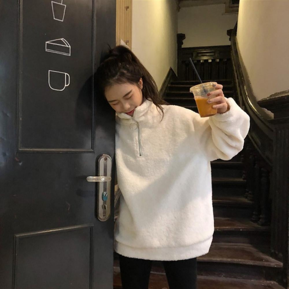 womens casual standing collar loose sweatshirt