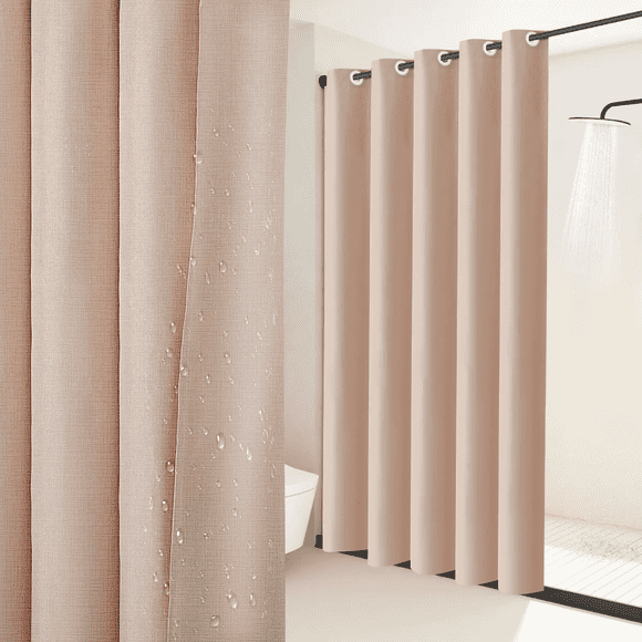 Cortina Para Baño De Tela Lavable Impermeable Lino 200x200 Xtellar beige200×200