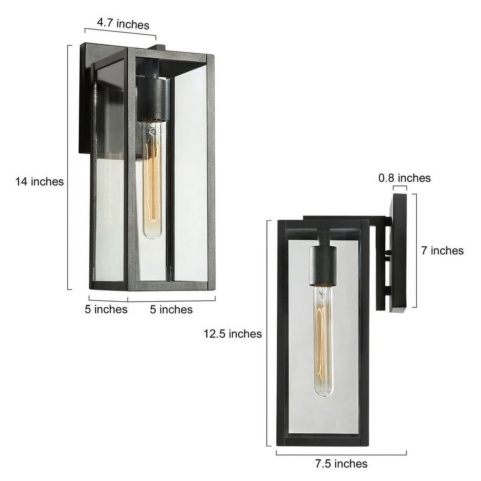 LNC Modern Outdoor Wall Light, 14" Black Exteriorsconce with Clear Glass, Wet Location Rated