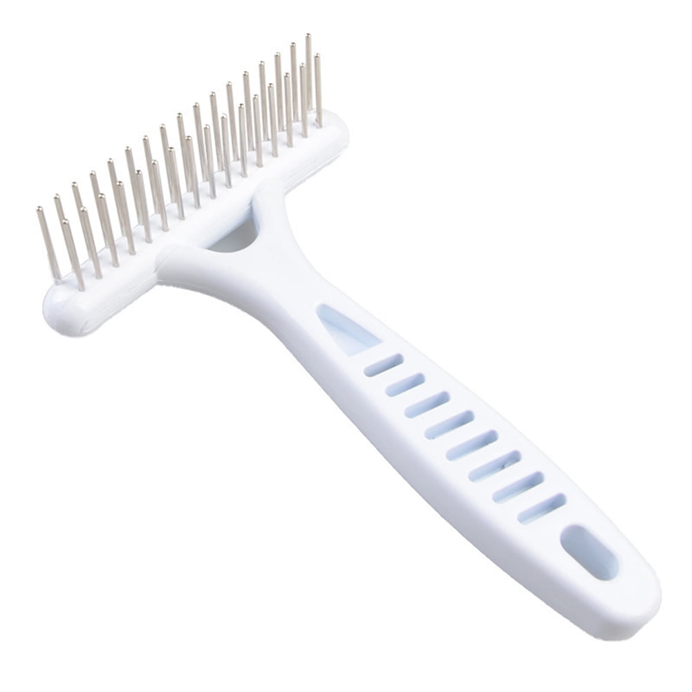 Metal Double Row Teeth Pet Comb - Dog & Cat Grooming Fur Rake For All Breeds & Sizes