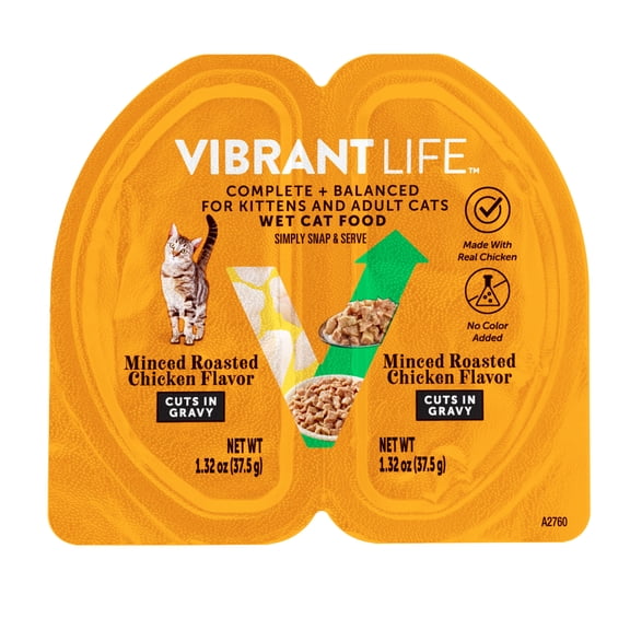 Vibrant Life Roasted Chicken Cuts in Gravy Wet Cat Food, 2.64 oz Cup